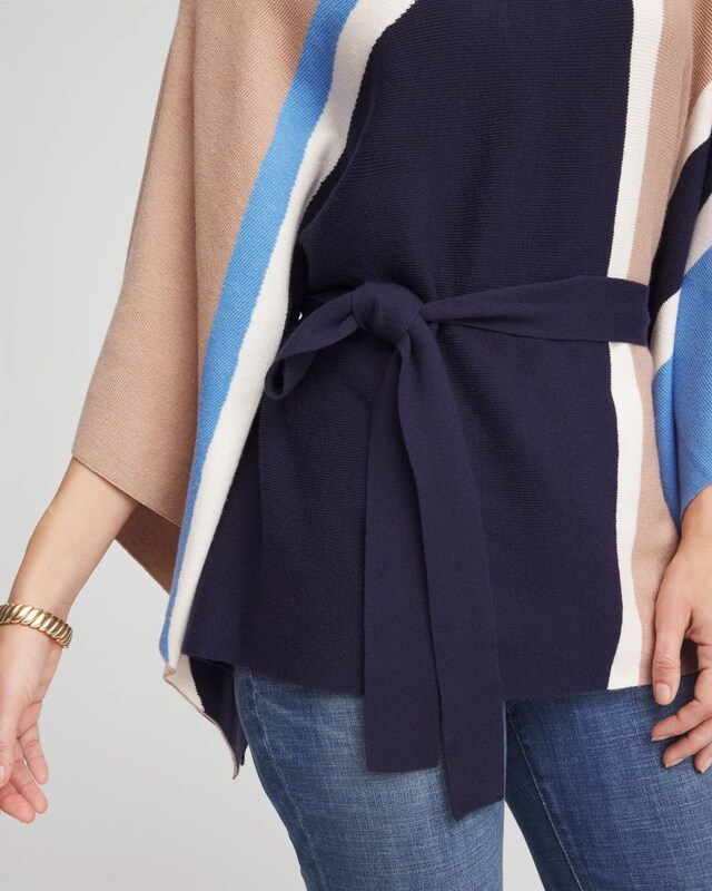 Belted Colorblock Poncho - image 4